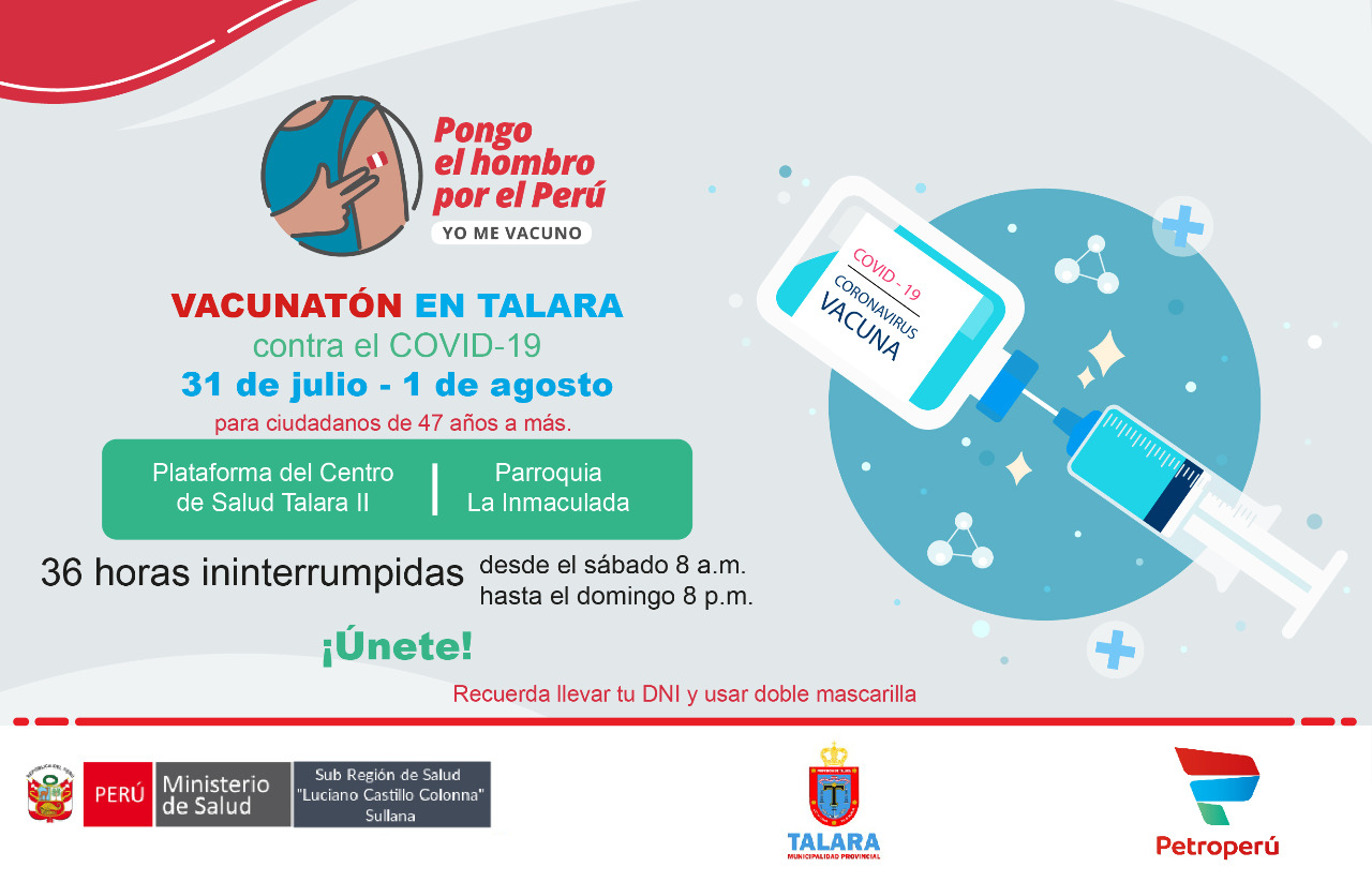 Petroperú realizará primera Vacunatón en la ciudad de Talara